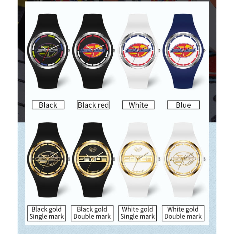 Montre à Quartz pour Femmes SANDA 6077, Cadran Rond à Icônes Simples, Bracelet en Silicone