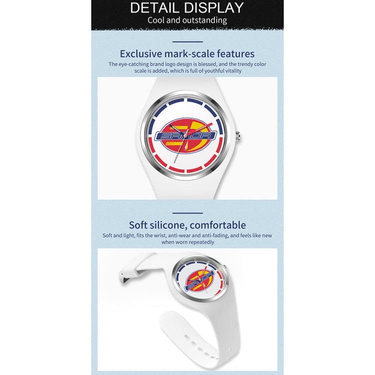 Montre à Quartz pour Femmes SANDA 6077, Cadran Rond à Icônes Simples, Bracelet en Silicone