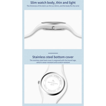 Montre à Quartz pour Femmes SANDA 6077, Cadran Rond à Icônes Simples, Bracelet en Silicone
