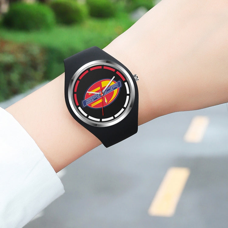 Montre à Quartz pour Femmes SANDA 6077, Cadran Rond à Icônes Simples, Bracelet en Silicone