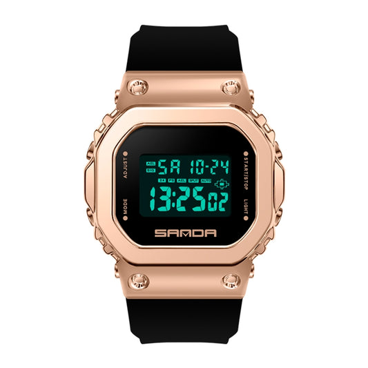 SANDA 9006 Montre de sport électronique à affichage numérique LED, cadran carré, pour hommes et femmes