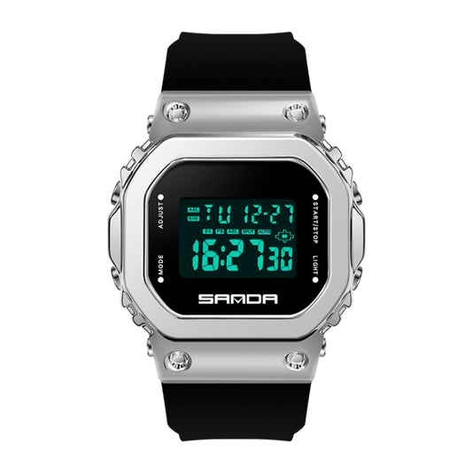 SANDA 9006 Montre de sport électronique à affichage numérique LED, cadran carré, pour hommes et femmes