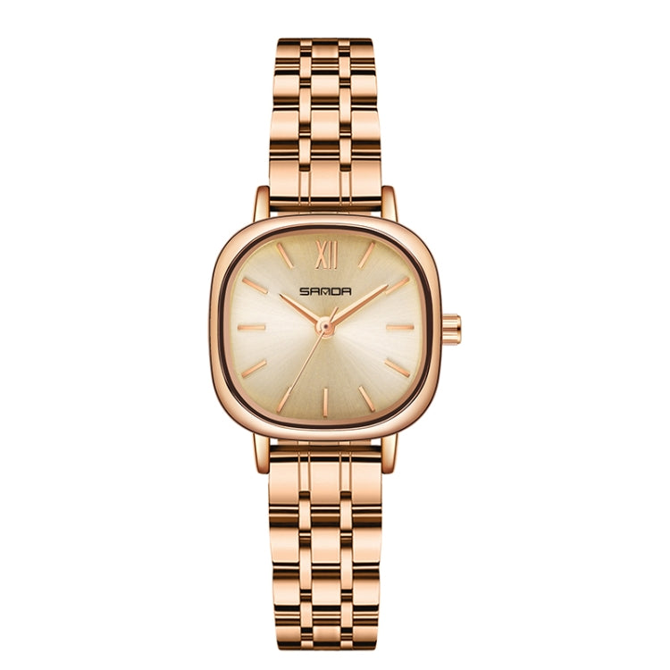 SANDA P1098 Montre à quartz pour femme avec cadran ovale et barre simple
