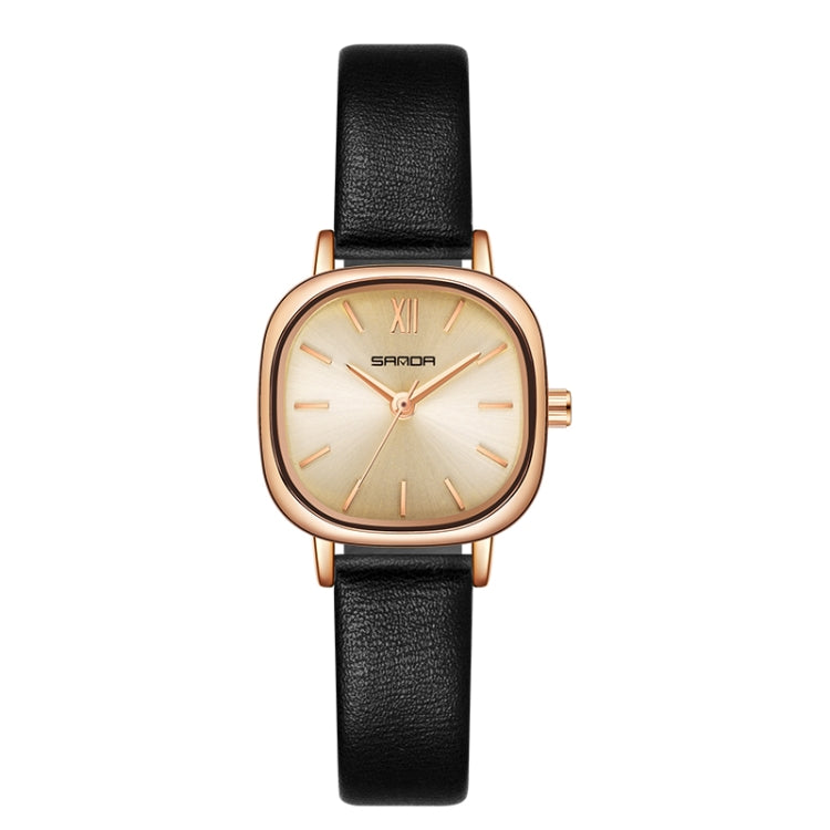SANDA P1098 Montre à quartz pour femme avec cadran ovale et barre simple