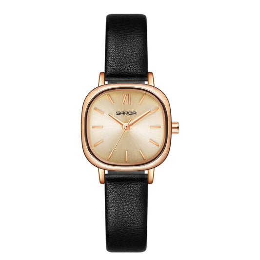SANDA P1098 Montre à quartz pour femme avec cadran ovale et barre simple