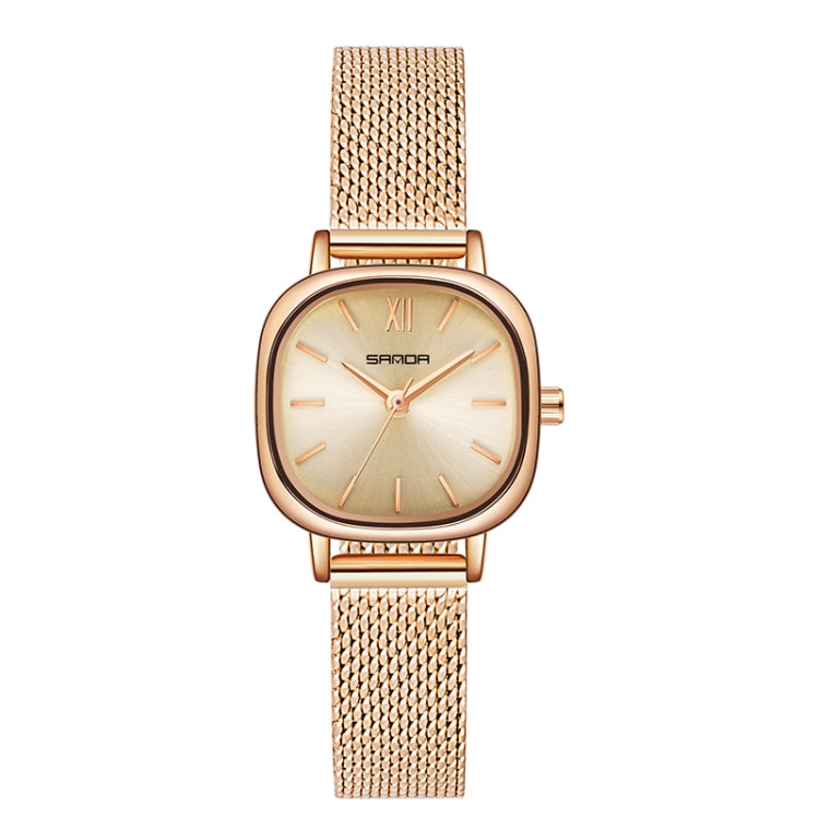 SANDA P1098 Montre à quartz pour femme avec cadran ovale et barre simple