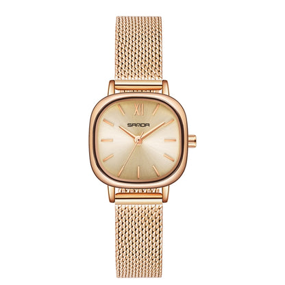 SANDA P1098 Montre à quartz pour femme avec cadran ovale et barre simple