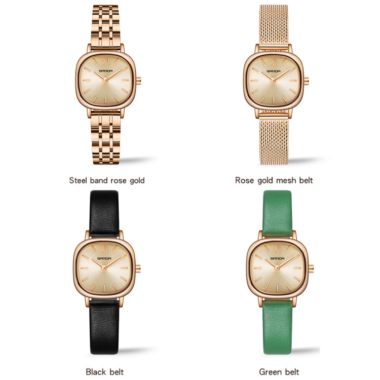 SANDA P1098 Montre à quartz pour femme avec cadran ovale et barre simple