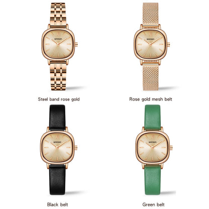 SANDA P1098 Montre à quartz pour femme avec cadran ovale et barre simple
