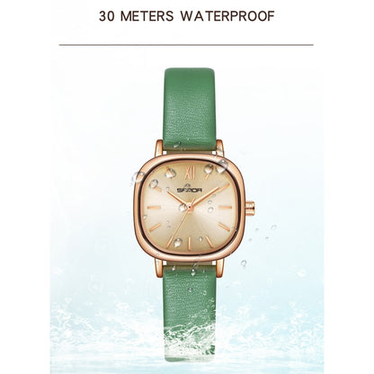 SANDA P1098 Montre à quartz pour femme avec cadran ovale et barre simple