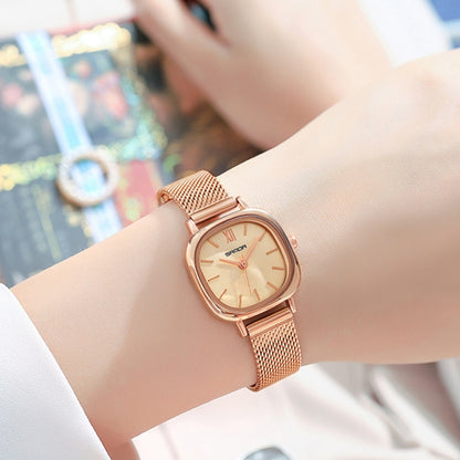 SANDA P1098 Montre à quartz pour femme avec cadran ovale et barre simple