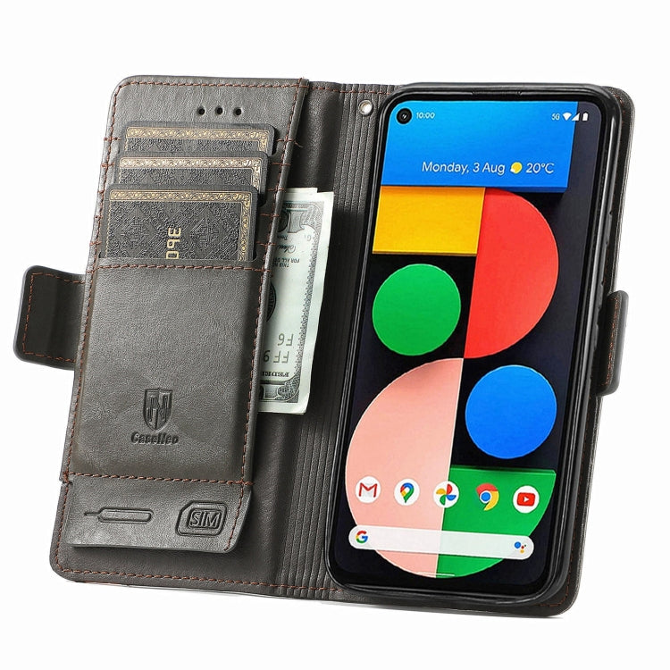 CaseNeo Business Splicing Dual Magnetic Buckle Horizontal Flip PU Leather Case with Holder & Card Slots & Wallet, For Google Pixel 5a 5G