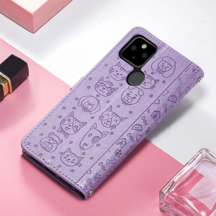 Lovely Cat and Dog Embossing Pattern Horizontal Flip Leather Case , with Holder & Card Slots & Wallet & Cartoon Clasp & Lanyard, For Google Pixel 5a 5G, For LG Velvet 2 Pro, For Motorola Edge 20 Pro, For OPPO Reno6 Z, For OPPO Realme C20               ...