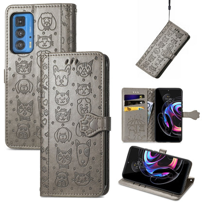 Lovely Cat and Dog Embossing Pattern Horizontal Flip Leather Case , with Holder & Card Slots & Wallet & Cartoon Clasp & Lanyard, For Google Pixel 5a 5G, For LG Velvet 2 Pro, For Motorola Edge 20 Pro, For OPPO Reno6 Z, For OPPO Realme C20               ...