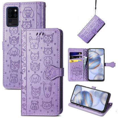 Lovely Cat and Dog Embossing Pattern Horizontal Flip Leather Case , with Holder & Card Slots & Wallet & Cartoon Clasp & Lanyard, For Google Pixel 5a 5G, For LG Velvet 2 Pro, For Motorola Edge 20 Pro, For OPPO Reno6 Z, For OPPO Realme C20               ...