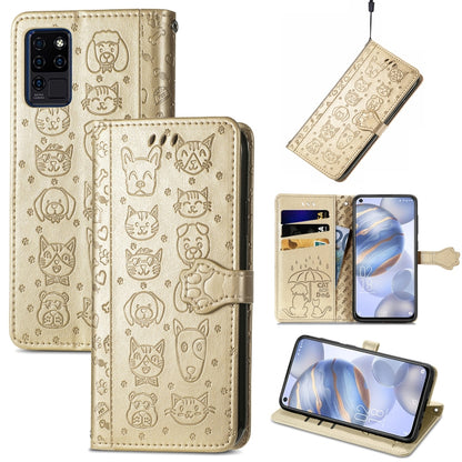 Lovely Cat and Dog Embossing Pattern Horizontal Flip Leather Case , with Holder & Card Slots & Wallet & Cartoon Clasp & Lanyard, For Google Pixel 5a 5G, For LG Velvet 2 Pro, For Motorola Edge 20 Pro, For OPPO Reno6 Z, For OPPO Realme C20               ...