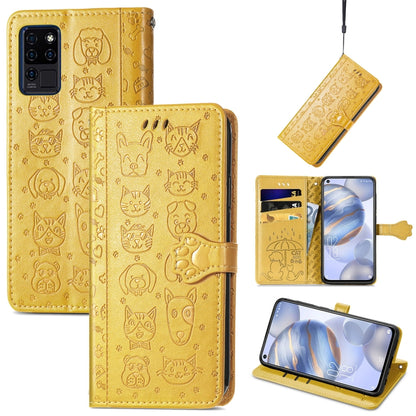 Lovely Cat and Dog Embossing Pattern Horizontal Flip Leather Case , with Holder & Card Slots & Wallet & Cartoon Clasp & Lanyard, For Google Pixel 5a 5G, For LG Velvet 2 Pro, For Motorola Edge 20 Pro, For OPPO Reno6 Z, For OPPO Realme C20               ...