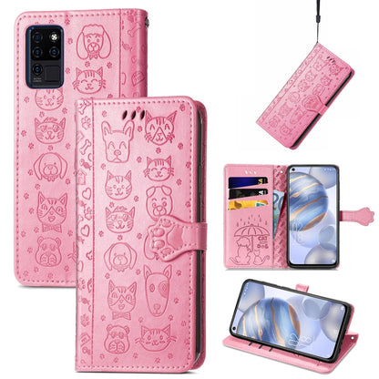 Lovely Cat and Dog Embossing Pattern Horizontal Flip Leather Case , with Holder & Card Slots & Wallet & Cartoon Clasp & Lanyard, For Google Pixel 5a 5G, For LG Velvet 2 Pro, For Motorola Edge 20 Pro, For OPPO Reno6 Z, For OPPO Realme C20               ...