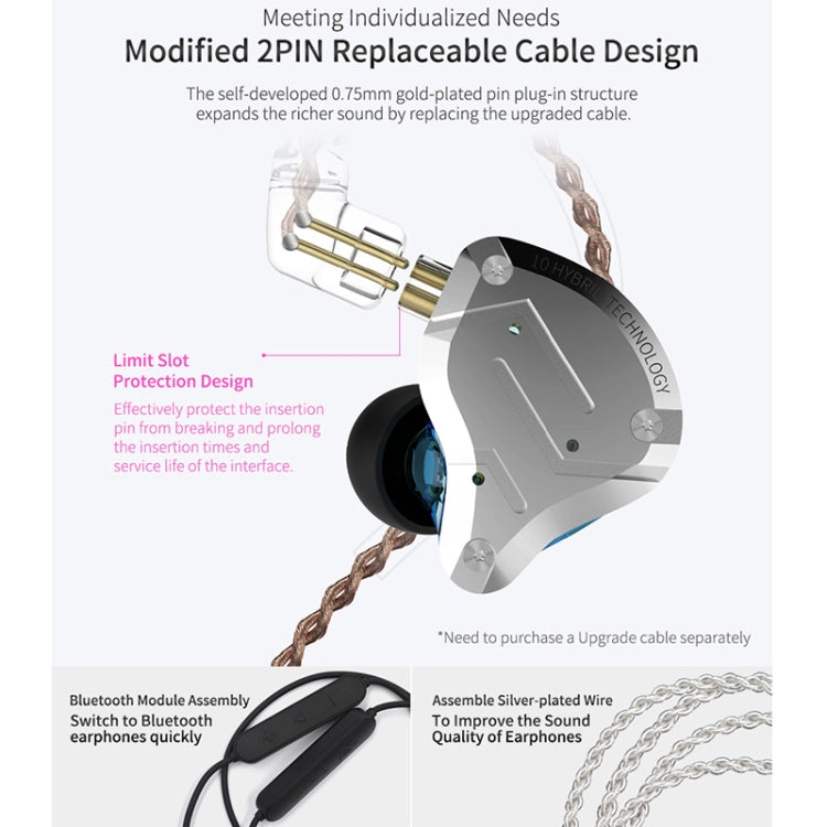 KZ ZS10 Pro 10-unit Ring Iron Gaming In-ear Wired Earphone,, ZS10 Pro Standard Version(Black), ZS10 Pro Standard Version(Blue), ZS10 Pro Standard Version(Streamer Blue), ZS10 Pro Standard Version(Glare Gold), ZS10 Pro Standard Version(Purple)          ...