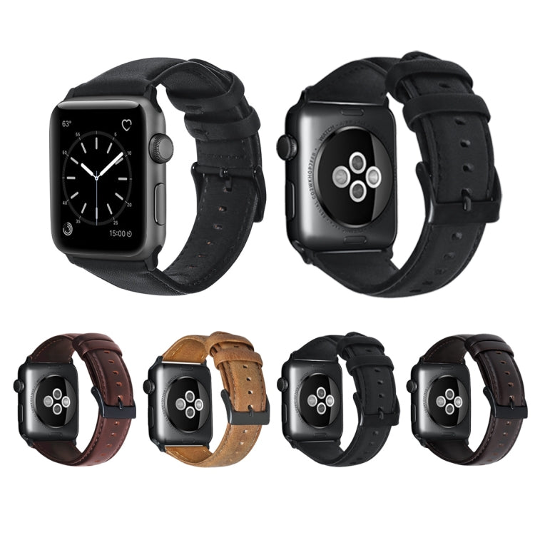 Oil Wax Genuine Leather Strap Watchband, For Apple Watch Series 8&7 41mm / SE 2&6&SE&5&4 40mm / 3&2&1 38mm, For Apple Watch Series 7 41mm / 6 & SE & 5 & 4 40mm / 3 & 2 & 1 38mm����������������������������������������������������������������������������...