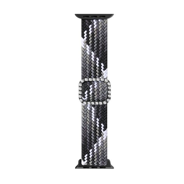 Adjustable Nylon Braided Elasticity Diamond Buckle Replacement Strap Watchband For Apple Watch Series, 7 & 6 & SE & 5 & 4 40mm/3 & 2 & 1 38mm, 7 & 6 & SE & 5 & 4 44mm/3 & 2 & 1 42mm