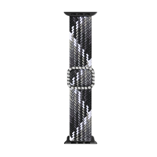 Adjustable Nylon Braided Elasticity Diamond Buckle Replacement Strap Watchband For Apple Watch Series, 7 & 6 & SE & 5 & 4 40mm/3 & 2 & 1 38mm, 7 & 6 & SE & 5 & 4 44mm/3 & 2 & 1 42mm