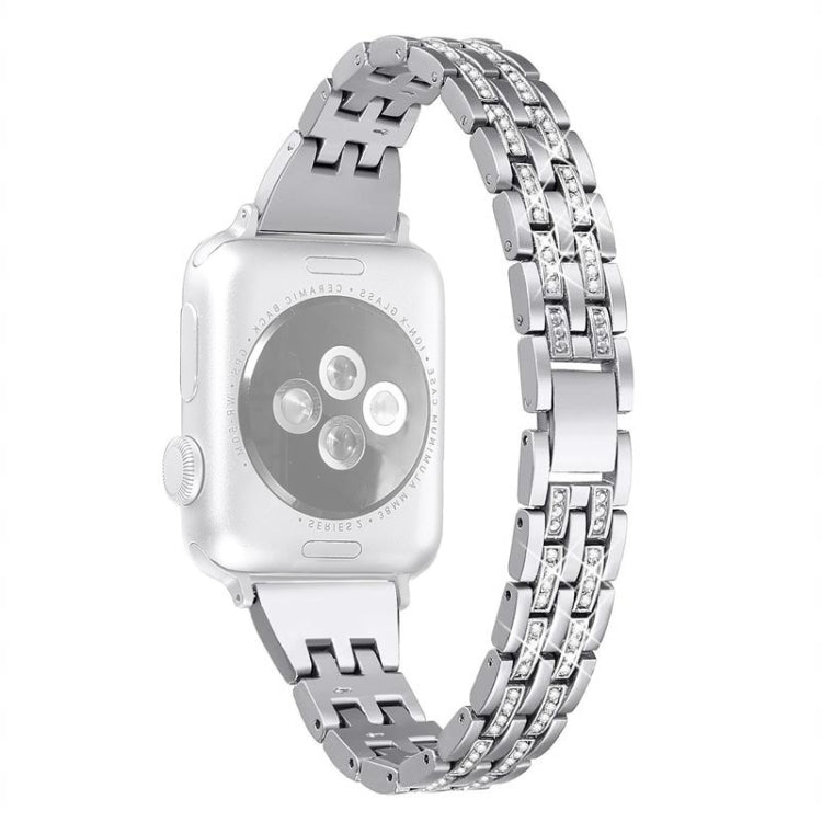 Double Row Diamond Alloy Watchband, For Apple Watch Series 7 41mm / 6 & SE & 5 & 4 40mm / 3 & 2 & 1 38mm