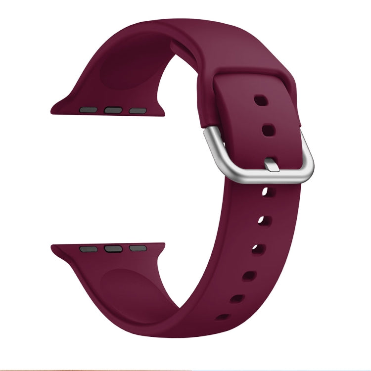 Single-color Silicone Buckle Replacement Strap Watchband For Apple Watch Series, 7 41mm / 6 & SE & 5 & 4 40mm / 3 & 2 & 1 38mm, 7 45mm / 6 & SE & 5 & 4 44mm / 3 & 2 & 1 42mm