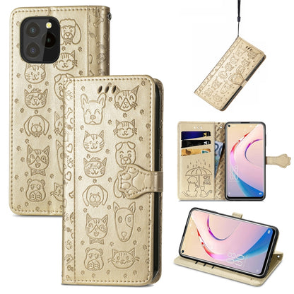 Lovely Cat and Dog Embossing Pattern Horizontal Flip Leather Case , with Holder & Card Slots & Wallet & Cartoon Clasp & Lanyard, For Blackview A100, For Huawei nova 8 SE Youth, For Infinix Hot 10T, For Infinix Note 10 Pro, For infinix Smart 5          ...