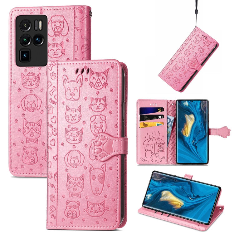 Lovely Cat and Dog Embossing Pattern Horizontal Flip Leather Case , with Holder & Card Slots & Wallet & Cartoon Clasp & Lanyard, For ZTE Nubia Z30 Pro, For Huawei Maimang 10 SE