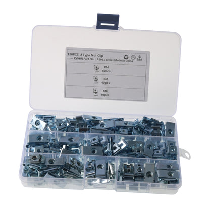 120 PCS Car M4/M5/M6 Fastener Clips Base U-shaped Clip Nut, A6091