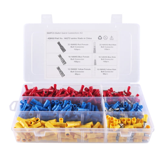560 PCS Car Cable Connection Cold Press Terminal Male & Female Connector, A6272
