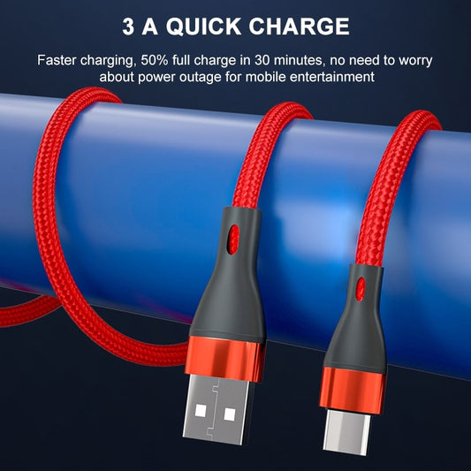 ADC-001 3A USB to USB-C / Type-C Weave Fast Charging Data Cable, 1m USB-C / Type-C
