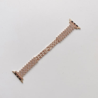 Rhombus Full Diamond Metal Replacement Wrist Strap Watchband + Case For Apple Watch Series, 6 & SE & 5 & 4 40mm, 6 & SE & 5 & 4 44mm, 3 & 2 & 1 42mm, 3 & 2 & 1 38mm