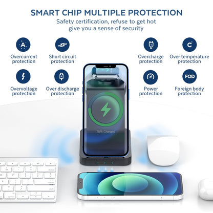 S6 3 In 1 Multi-function Magnetic Wireless Charger Stand for iPhone & iWatch & AirPods