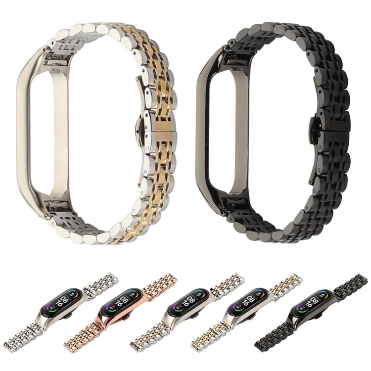 Seven-beads Stainless Steel Replacement Strap Watchband, For Xiaomi Mi Band 6 / 5, For Xiaomi Mi Band 4 / 3