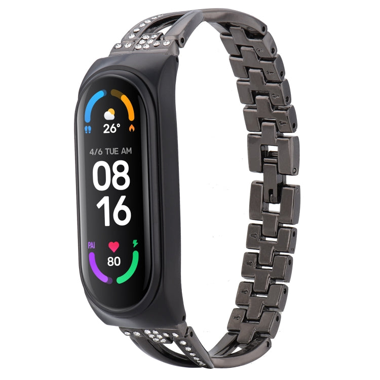 X-shaped Diamond Alloy Replacement Strap Watchband, For Xiaomi Mi Band 6 / 5, For Xiaomi Mi Band 4 / 3