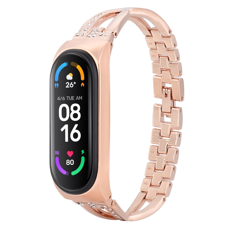 X-shaped Diamond Alloy Replacement Strap Watchband, For Xiaomi Mi Band 6 / 5, For Xiaomi Mi Band 4 / 3