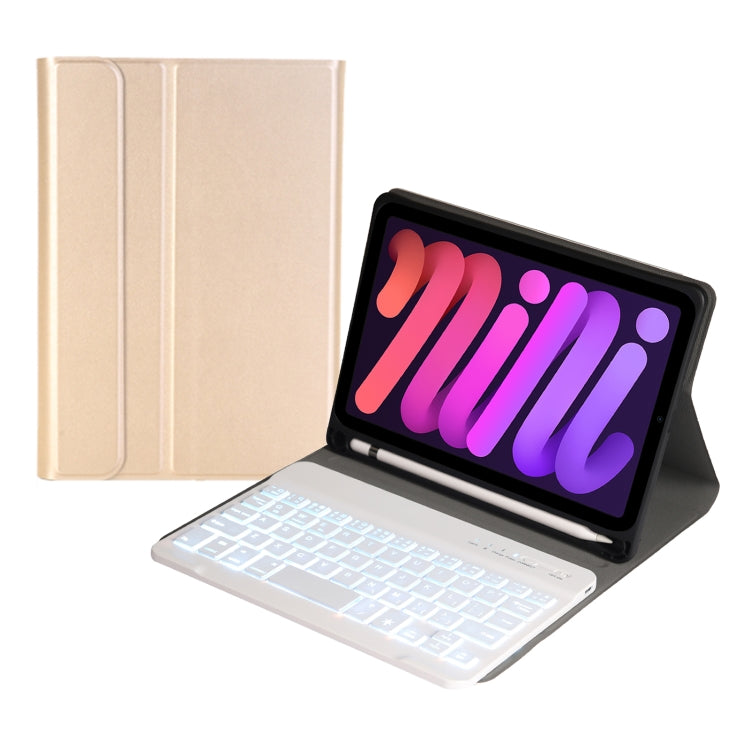 A06BS Ultra-thin Backlight Bluetooth Keyboard Leather Case with Holder & Pen Slot, For iPad mini 6 / mini 7, For iPad mini 6