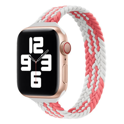 Small Waist Single Loop Nylon Braid Replacement Watchband For Apple Watch Series 7 45mm / 6&SE&5&4 44mm / 3&2&1 42mm, S 145mm, M 155mm, L 165mm