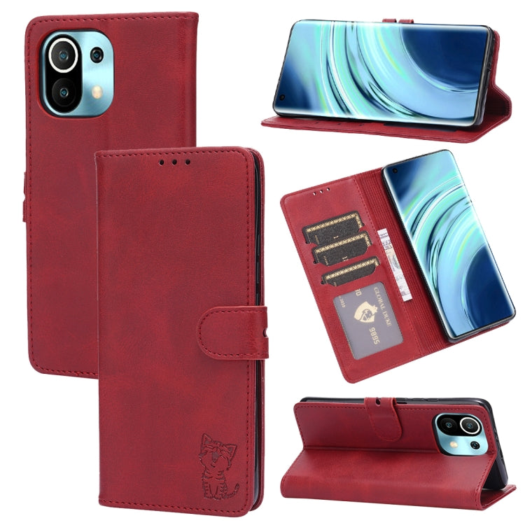 Embossed Happy Cat Pattern Horizontal Flip Leather Case with Holder & Card Slots & Wallet, For Xiaomi Redmi Note 10 Pro 5G, For Xiaomi Redmi 10, For Xiaomi Mi 11, For Xiaomi Mi 11T, For Xiaomi Mi 11 Ultra, For Xiaomi Mi 11 Lite                         ...