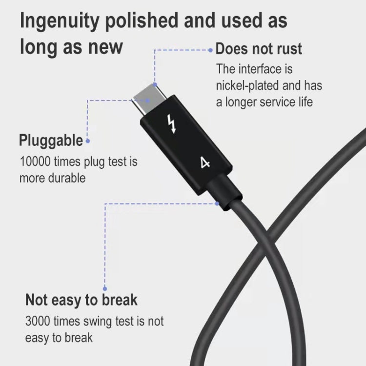 USB-C / Type-C Male to USB-C / Type-C Male Multi-function Transmission Cable for Thunderbolt 4, 0.3m, 0.8m, 1m, 1.2m