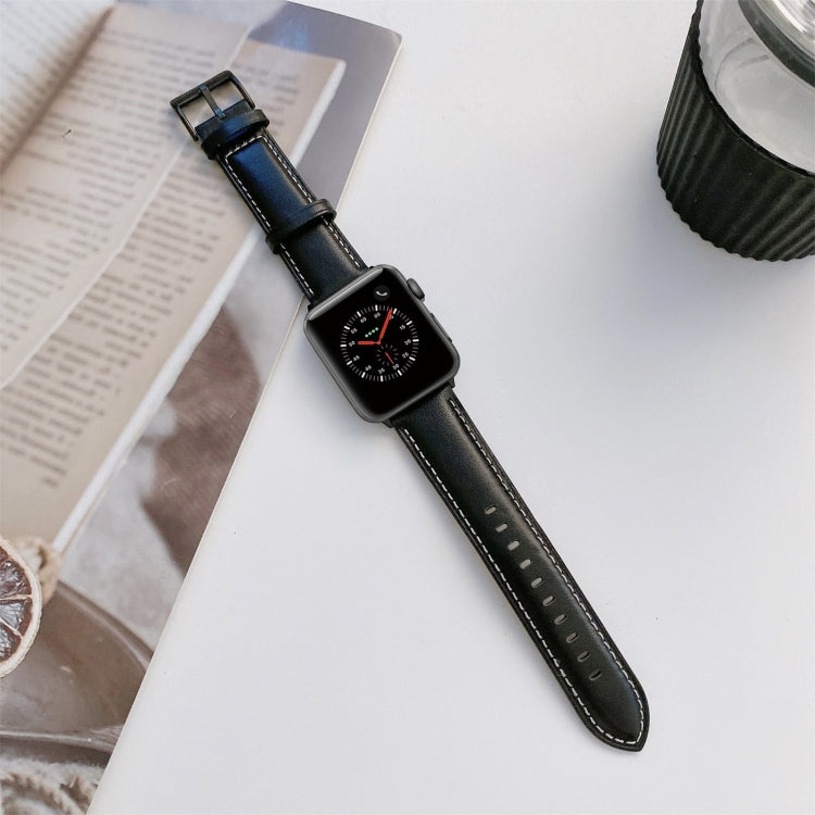 Sewing Leather Replacement Strap Watchband For Apple Watch Series, 7 41mm / 6&SE&5&4 40mm / 3&2&1 38mm, 7 45mm / 6&SE&5&4 44mm / 3&2&1 42mm