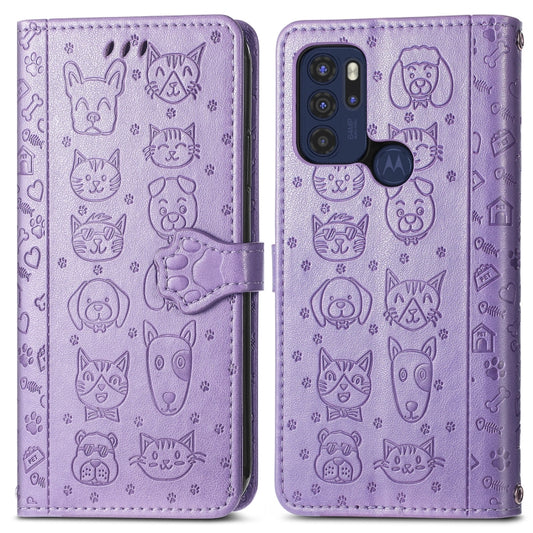 Lovely Cat and Dog Embossing Pattern Horizontal Flip Leather Phone Case with Holder & Card Slots & Wallet & Cartoon Clasp & Lanyard, For Motorola Moto G60S, For Tecno Pova 2, For vivo X70 Pro, For vivo X70