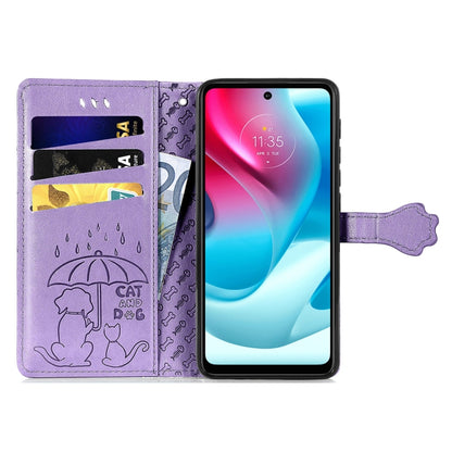 Lovely Cat and Dog Embossing Pattern Horizontal Flip Leather Phone Case with Holder & Card Slots & Wallet & Cartoon Clasp & Lanyard, For Motorola Moto G60S, For Tecno Pova 2, For vivo X70 Pro, For vivo X70