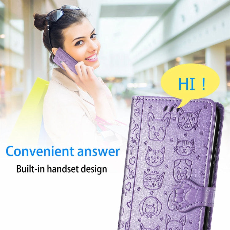 Lovely Cat and Dog Embossing Pattern Horizontal Flip Leather Phone Case with Holder & Card Slots & Wallet & Cartoon Clasp & Lanyard, For Motorola Moto G60S, For Tecno Pova 2, For vivo X70 Pro, For vivo X70