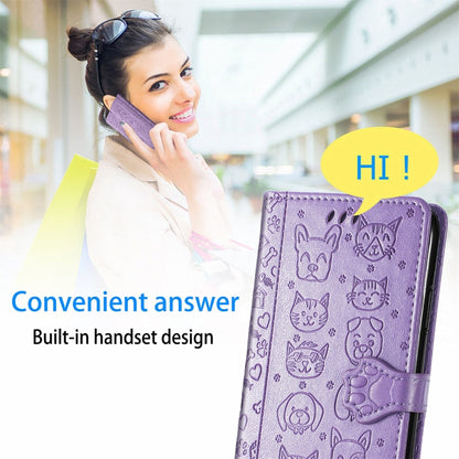 Lovely Cat and Dog Embossing Pattern Horizontal Flip Leather Phone Case with Holder & Card Slots & Wallet & Cartoon Clasp & Lanyard, For Motorola Moto G60S, For Tecno Pova 2, For vivo X70 Pro, For vivo X70