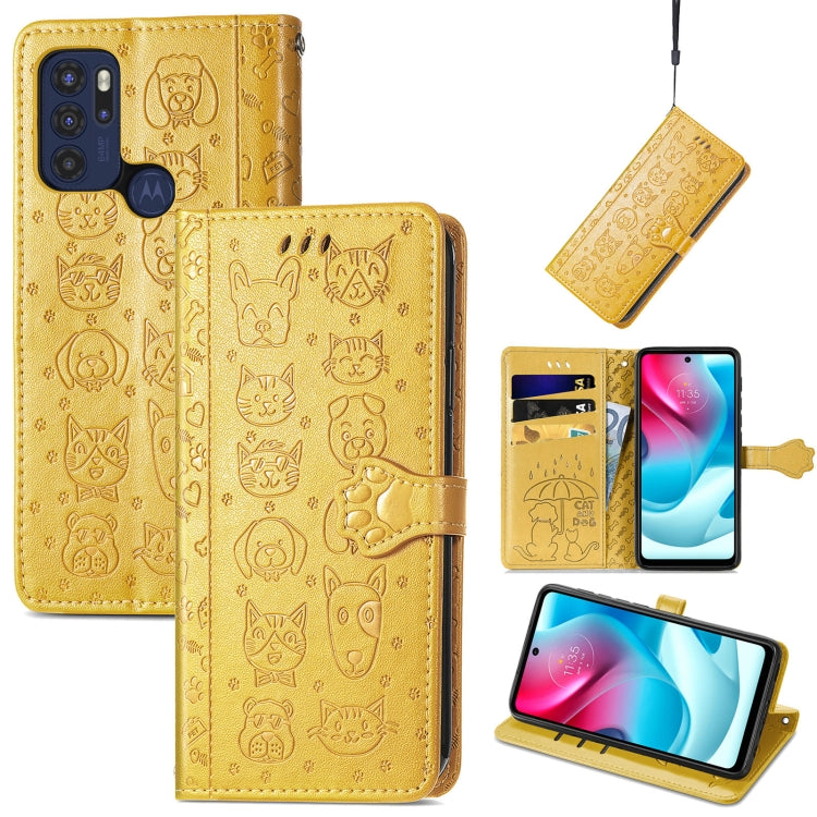Lovely Cat and Dog Embossing Pattern Horizontal Flip Leather Phone Case with Holder & Card Slots & Wallet & Cartoon Clasp & Lanyard, For Motorola Moto G60S, For Tecno Pova 2, For vivo X70 Pro, For vivo X70