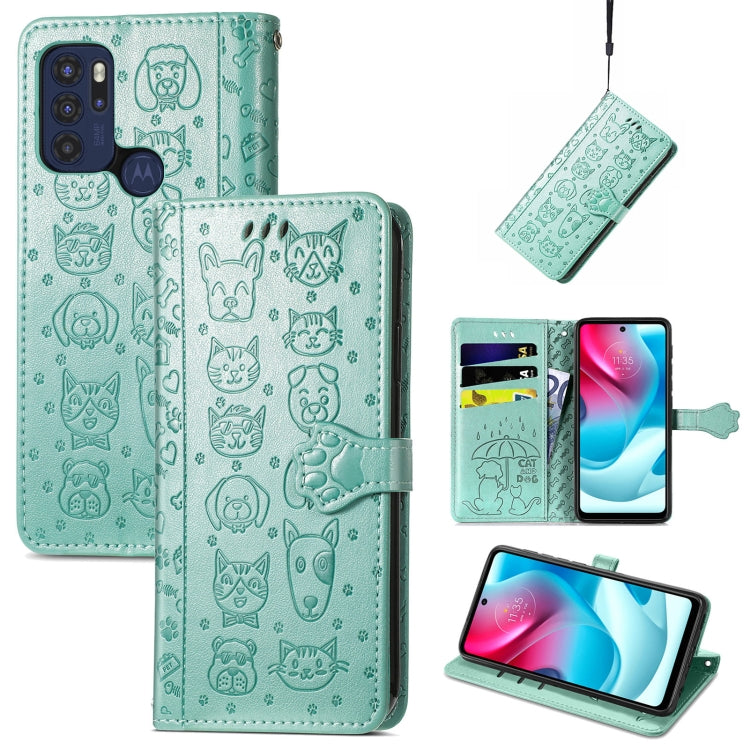 Lovely Cat and Dog Embossing Pattern Horizontal Flip Leather Phone Case with Holder & Card Slots & Wallet & Cartoon Clasp & Lanyard, For Motorola Moto G60S, For Tecno Pova 2, For vivo X70 Pro, For vivo X70