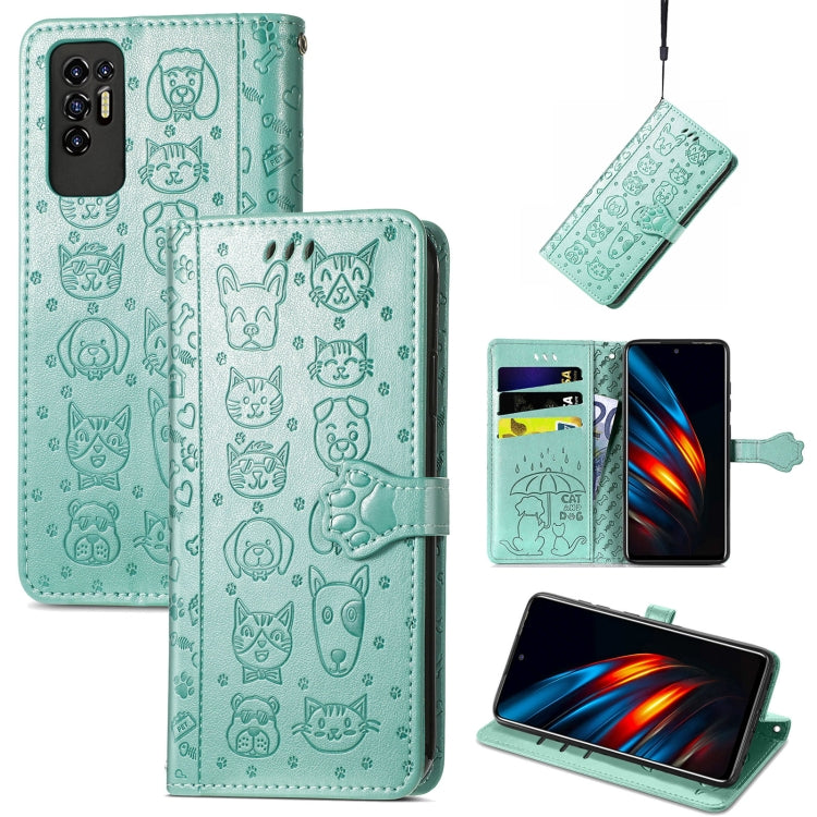 Lovely Cat and Dog Embossing Pattern Horizontal Flip Leather Phone Case with Holder & Card Slots & Wallet & Cartoon Clasp & Lanyard, For Motorola Moto G60S, For Tecno Pova 2, For vivo X70 Pro, For vivo X70